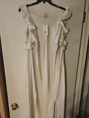 a new day Cream Ruffle-Trim Maxi Dress
